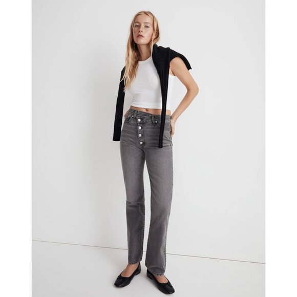 Madewell 90s Straight Jeans In Burwick Wash Women Size 30 High-Waist Grey Denim - Picture 9 of 16